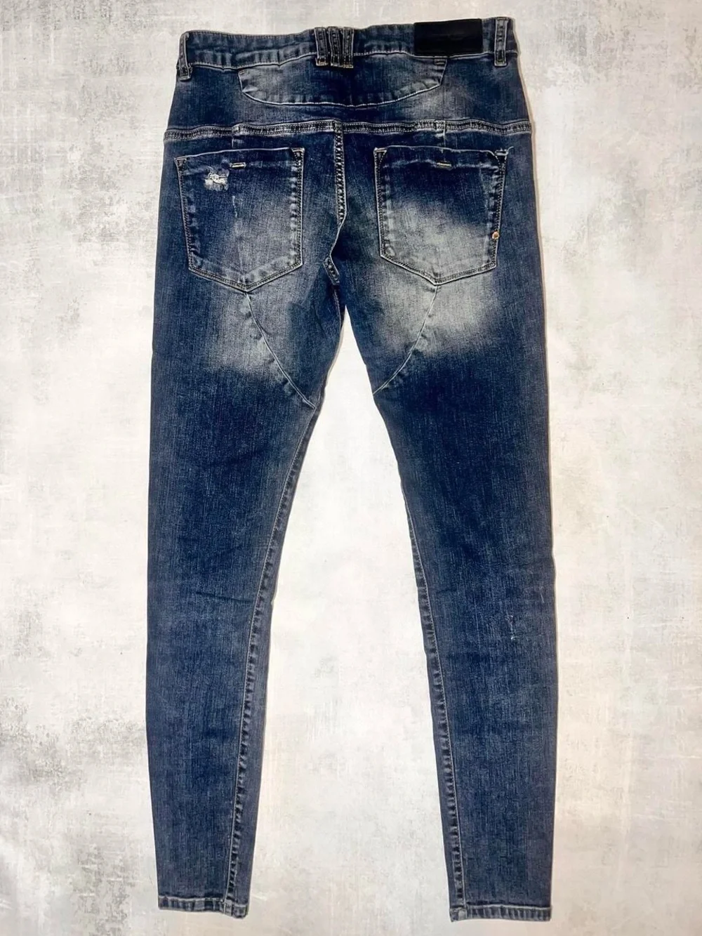 Kollar Denim  Retail $98 Distressed with a stretch/Dark Blue